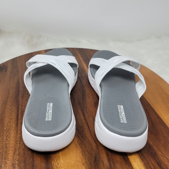 Skechers Goga Mat Strappy Slip In White Sandals 9 - Picture 5 of 7